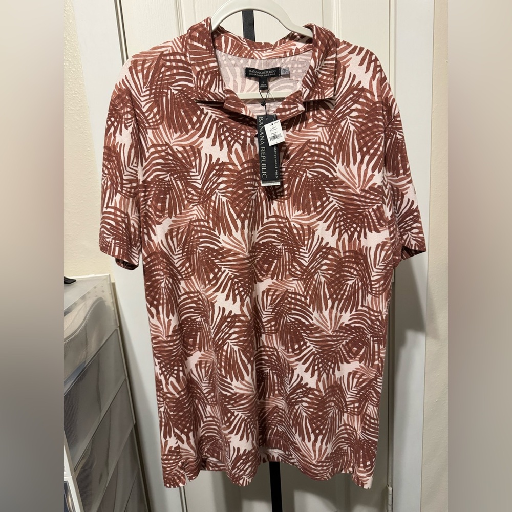 Banana Republic Don’t Sweat It Performance Pique Polo Hawaiian Pale Pink Large